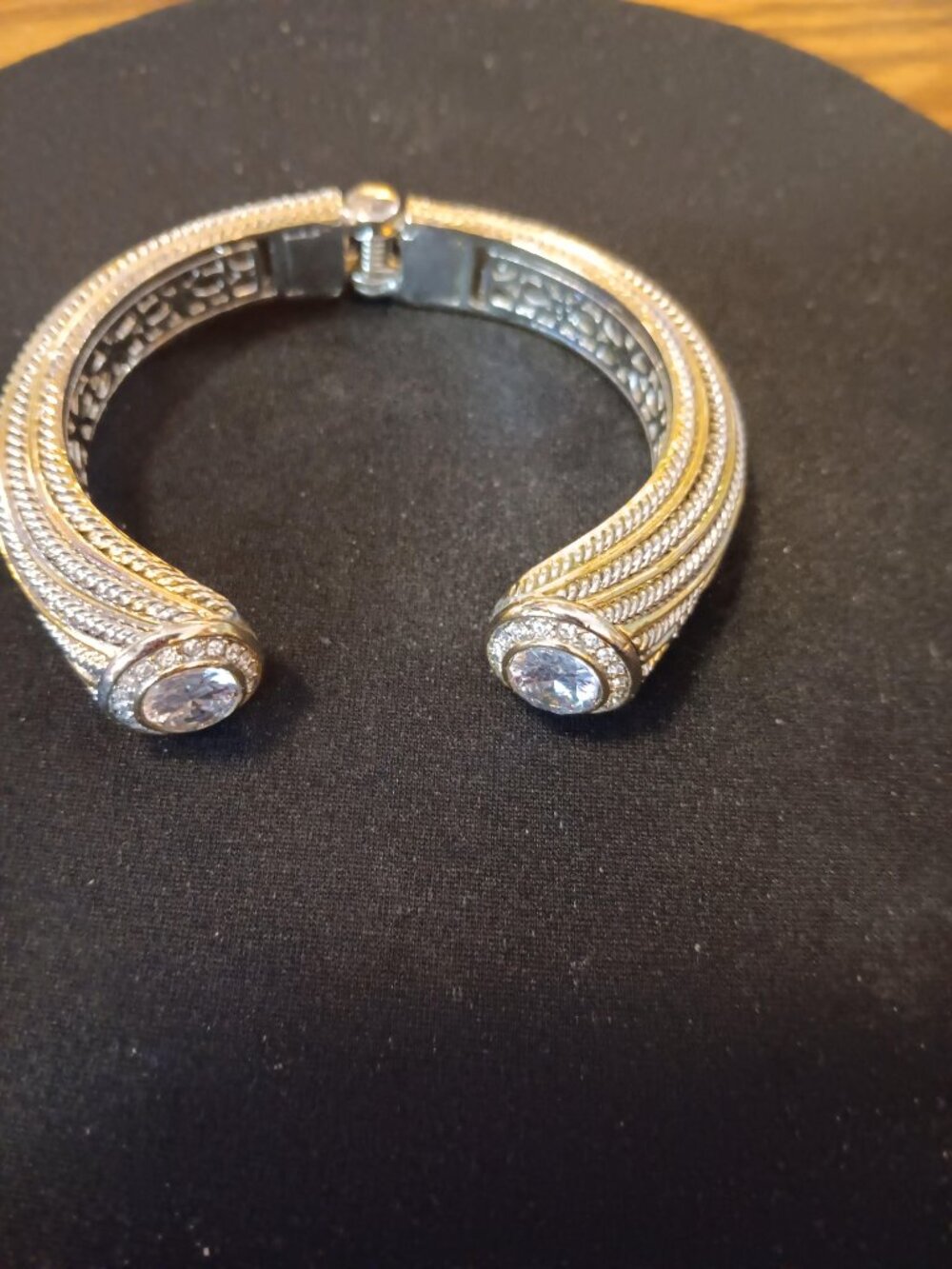 Vintage Bracelet Silver & Zircon Gemstone Wrap Style W/Spring GORGEOUS !**READ**